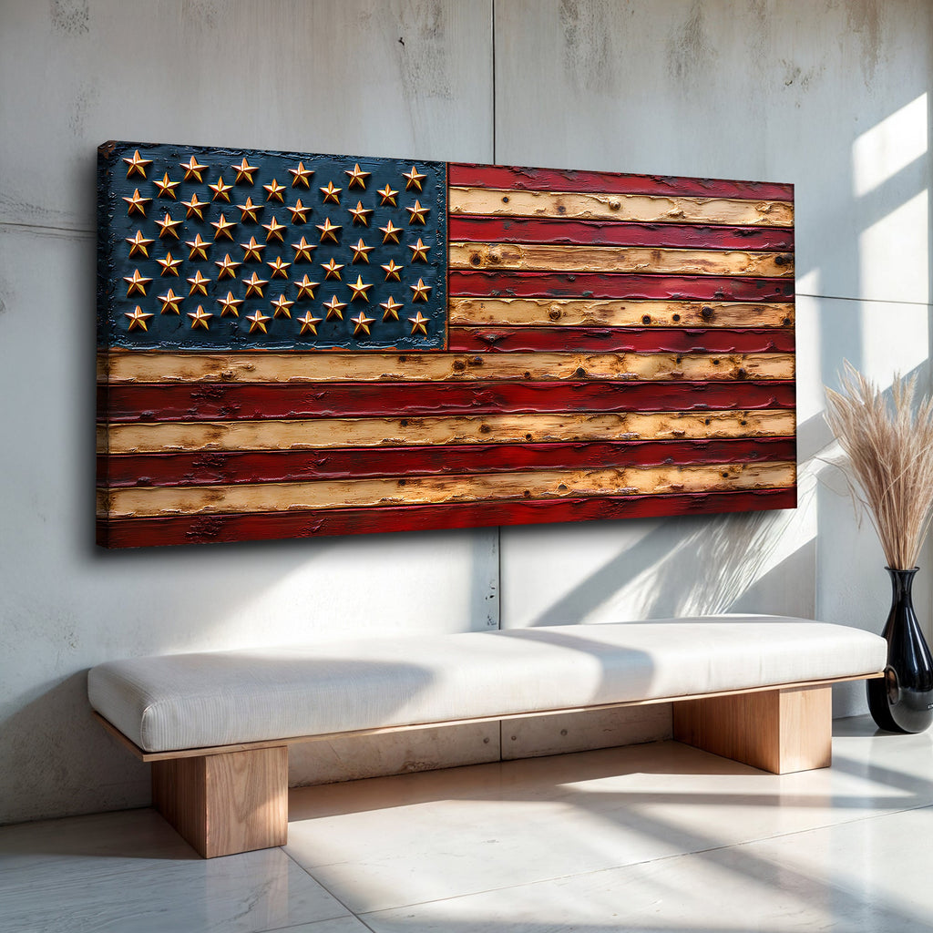 Old Glory American Flag Wall Art Canvas
