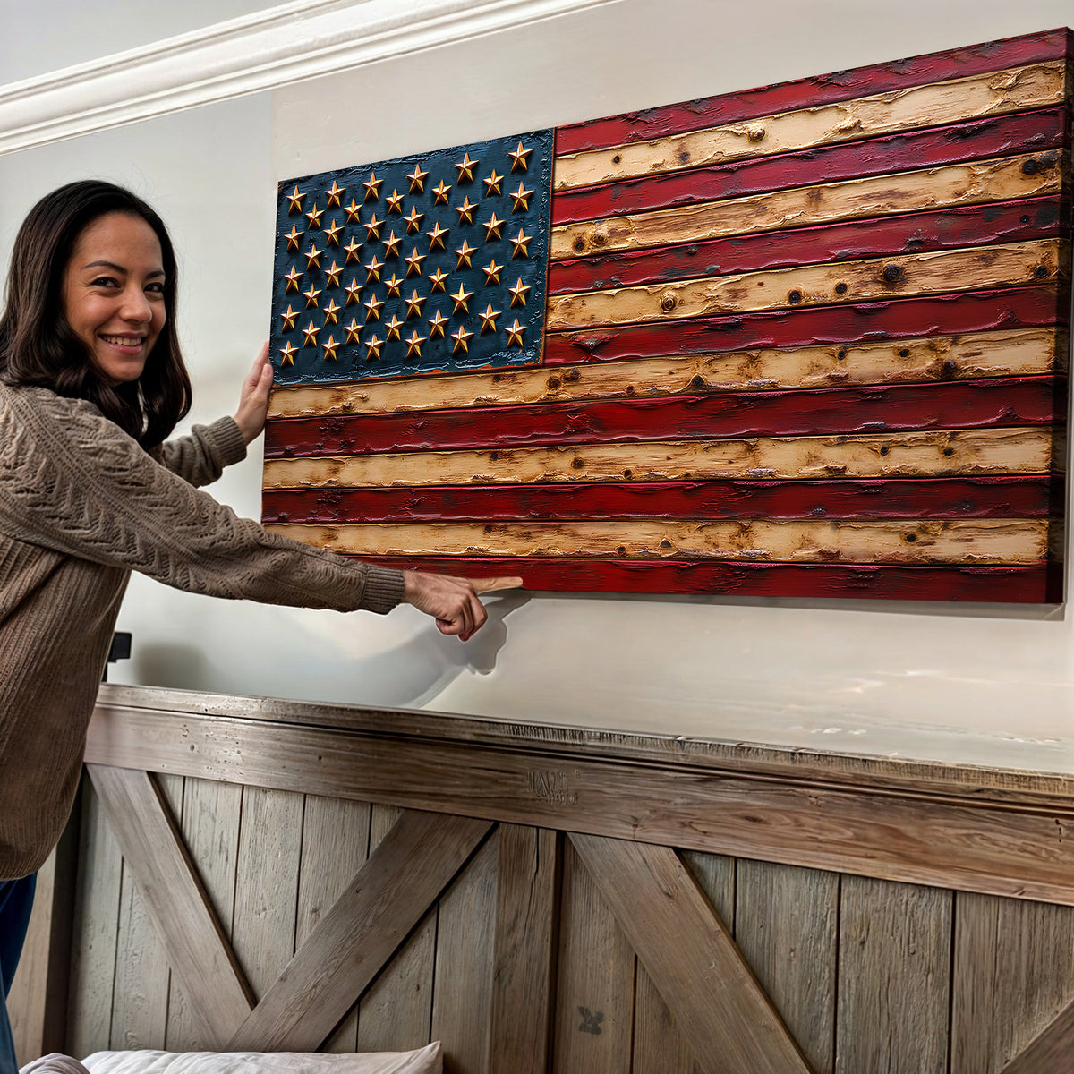 Old Glory American Flag Wall Art Canvas