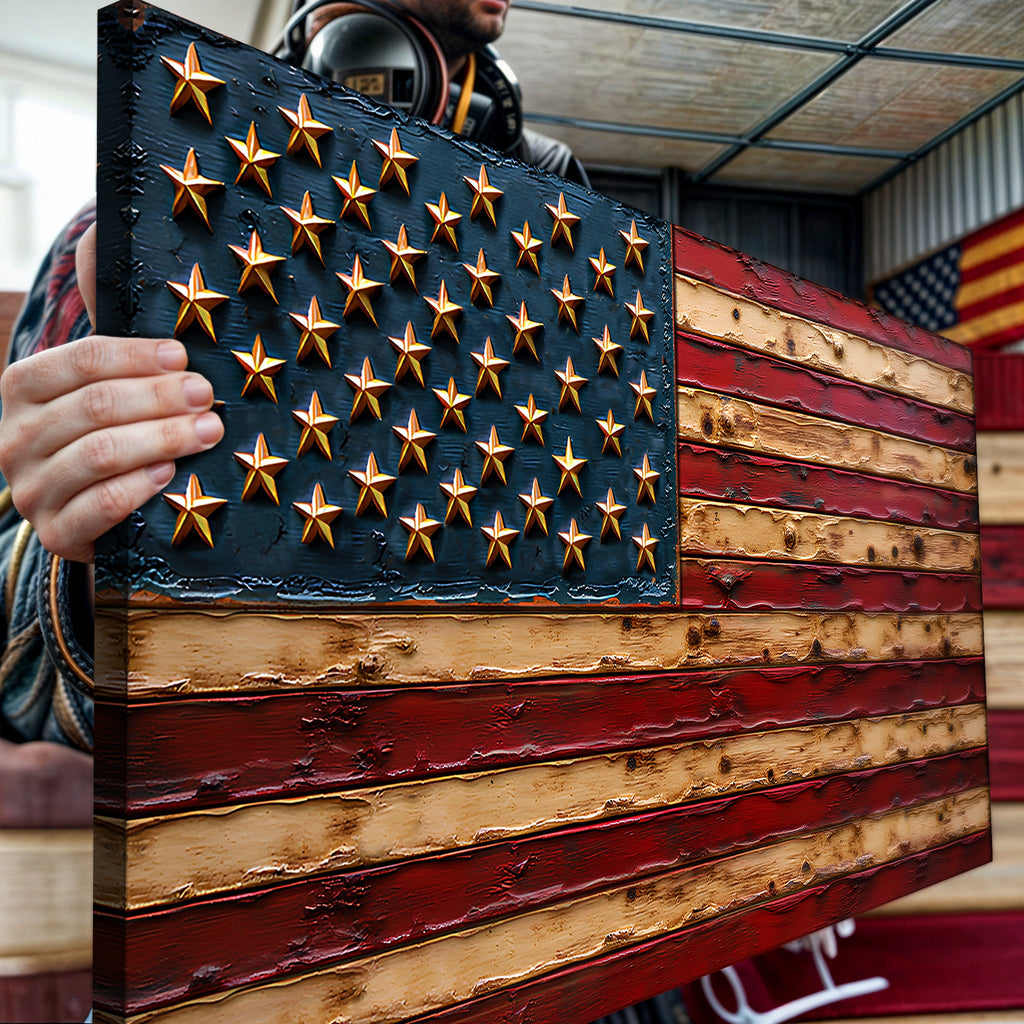 Old Glory American Flag Wall Art Canvas