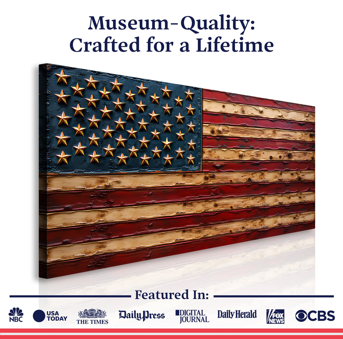 Old Glory American Flag Wall Art Canvas