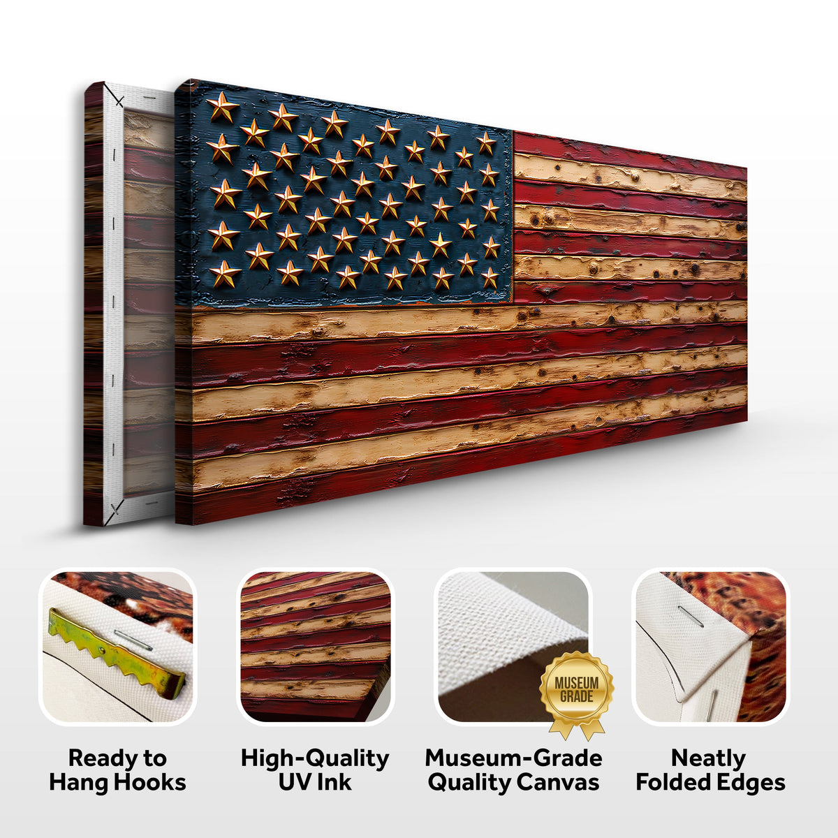 Old Glory American Flag Wall Art Canvas