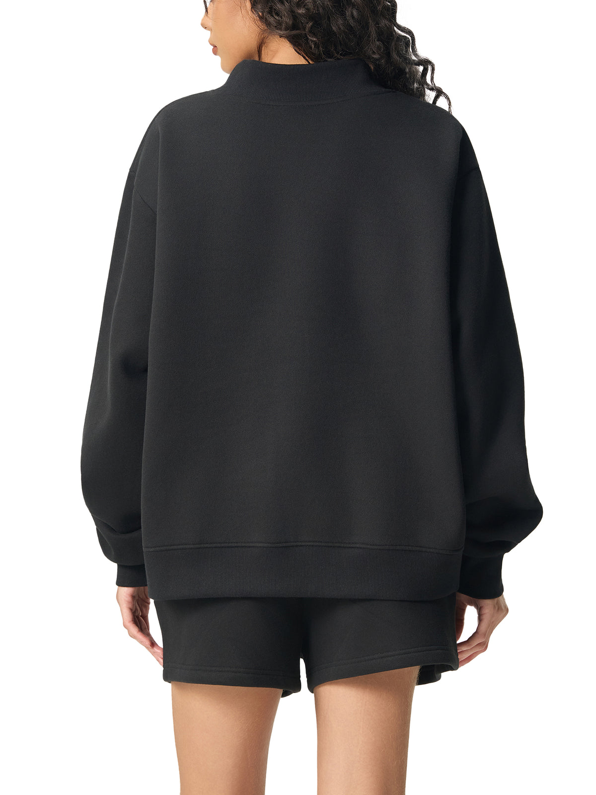 Essential Fleece Mock-Neck Crew Sweatshirt